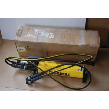 ENERPAC P-84 HYDRAULIC HAND PUMP DOUBLE ACTING 4-WAY VALVE &amp; 2 HOSES MINT!