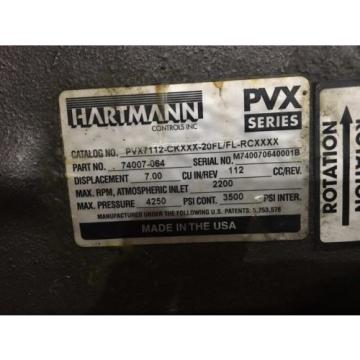 HARTMANN HYDRAULIC PUMP, PVX SERIES, CAT#PVX7112-CKXXX-20FL/FL-RCXXXX, NEW-IB