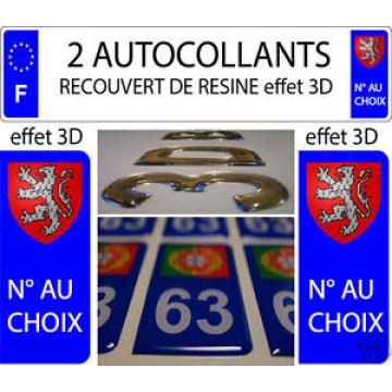 2 sticker car registration plate EFFECT 3D RESIN COAT OF ARMS BEARINGS BUGEY