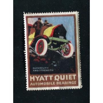 Vintage Poster Stamp Label HYATT QUIET AUTOMOBILE BEARINGS open top car