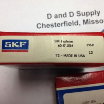 New-In-Box, SKF 6207-JEM, Radial/Deep Groove Ball Bearing, 35x72x17mm, USA Made