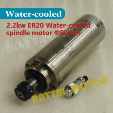 2.2KW Water Cooled Spindle Motor Four Bearings ER20 24000RPM 220V for CNC Router