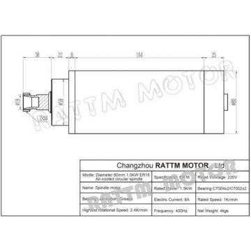 1.5KW Air-cooled spindle motor 220V ER16 4 bearing &amp;1.5Kw Inverter VFD Engraving