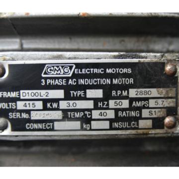 3 phase AC induction motor 3kW 2 pole 2880rpm CMG new bearings