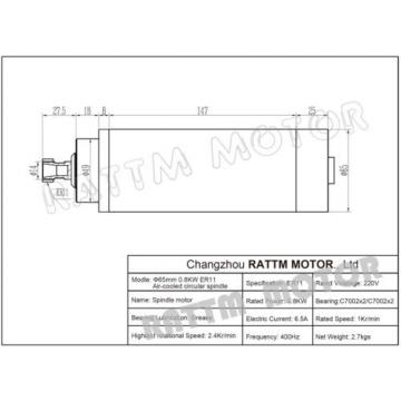 【EU Send&amp;Free VAT】0.8KW AIR-COOLED SPINDLE MOTOR ENGRAVING 4 bearing ER11