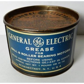 1950&#039;s GE GENERAL ELECTRIC BALL &amp; ROLLER BEARING MOTORS GREASE TIN CAN 16oz