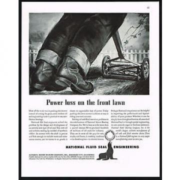 1947 National Motor Bearing Oil Seal Push Lawn Mower Mowing Print Ad
