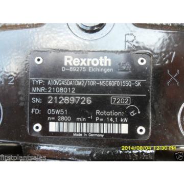 Rexroth Hydraulic Pump Type: A10VG45DA1DM2/10R-NSC60F015SQ-SK MNR:2108012