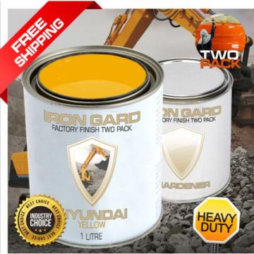 IRON GARD 1L Two Pack Paint HYUNDAI YELLOW Excavator Auger Loader Bucket Attach