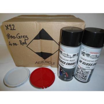 Takeuchi Digger Red &amp; Light Grey Aerosol Gloss paints Box of 12