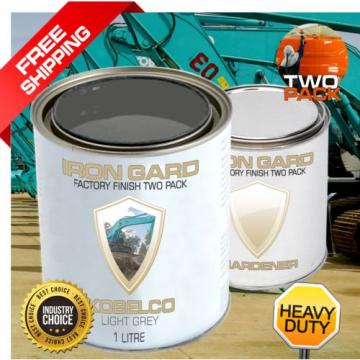 IRON GARD 1L Two Pack Paint KOBELCO LIGHT GREY Excavator Bucket Attach Mini Dig