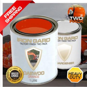 IRON GARD 1L Two Pack Paint DAEWOO ORANGE Excavator Auger Loader Bucket Attachme