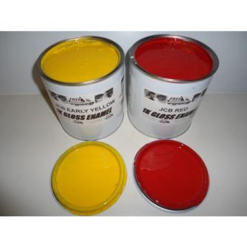 JCB 3C Lemon Yellow &amp; Red Gloss paint 1 Litre Tins